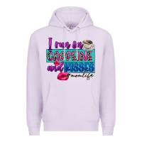 Lilac I run on caffeine and kisses Premium Hoodie - FaDigitalArtStudio