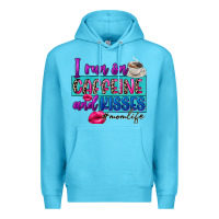 Ocean Blue I run on caffeine and kisses Premium Hoodie - FaDigitalArtStudio