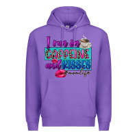 Purple I run on caffeine and kisses Premium Hoodie - FaDigitalArtStudio