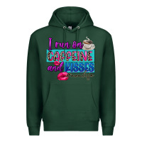 Sports Green I run on caffeine and kisses Premium Hoodie - FaDigitalArtStudio