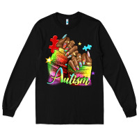 Black Black woman Autism nails Long Sleeve Tee - NancyCooperArtShop