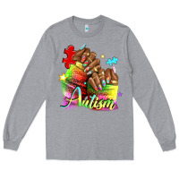 Heather Grey Black woman Autism nails Long Sleeve Tee - NancyCooperArtShop