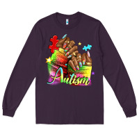 Plum Black woman Autism nails Long Sleeve Tee - NancyCooperArtShop