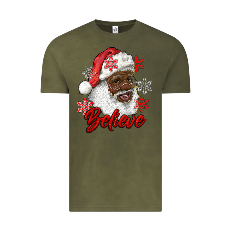 African American Santa Believe Vintage Tee by RanaPortraitStore | Teevron