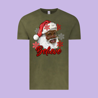 African American Santa Believe Vintage Tee Designed By Ranaportraitstore