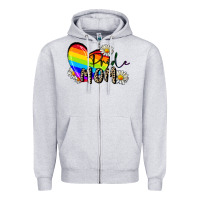 Heather Grey pride mom Zipper Hoodie - FaDigitalArtStudio