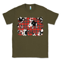 Army Green Christmas Plaid Cowhide Pattern Background Classic Tee - RanaPortraitStore