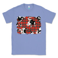 Colony Blue Christmas Plaid Cowhide Pattern Background Classic Tee - RanaPortraitStore