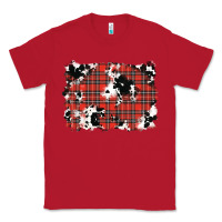 Red Christmas Plaid Cowhide Pattern Background Classic Tee - RanaPortraitStore