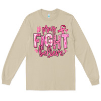 Mushroom pray fight believe breast cancer Long Sleeve Tee - texasbilliewilder