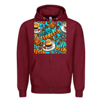 Burgundy more espresso less despresso coffee with leopard seamless pattern bbs Zipper Hoodie - BundleAndBundleShop