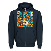 Navy more espresso less despresso coffee with leopard seamless pattern bbs Zipper Hoodie - BundleAndBundleShop
