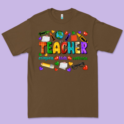 Teacher Crayons Kids Caffeine Premium Tee Designed By Nancycooperartshop