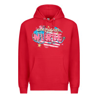 Red American Nurse Premium Hoodie - FaDigitalArtStudio