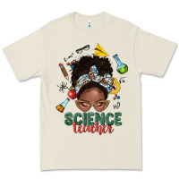 Science Teacher Afro Messy Bun Premium Tee | Teevron