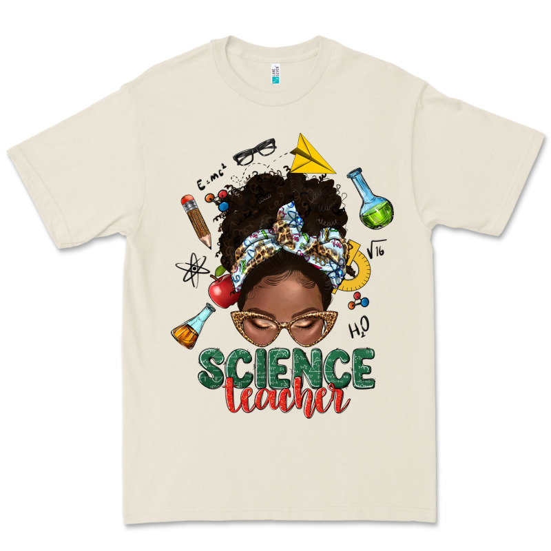 Science Teacher Afro Messy Bun Premium Tee by NancyCooperArtShop | Teevron