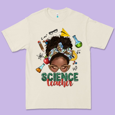Science Teacher Afro Messy Bun Premium Tee Designed By Nancycooperartshop