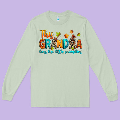 Customized This Grandma Loves Her Little Pumpkins Long Sleeve Tee Designed By Texasbilliewilder