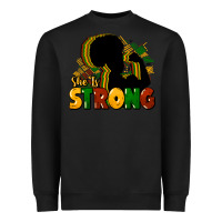 Black She is strong Black History Heavyweight Sweatshirt - HowdyJamesFarm