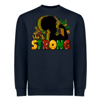 Navy She is strong Black History Heavyweight Sweatshirt - HowdyJamesFarm