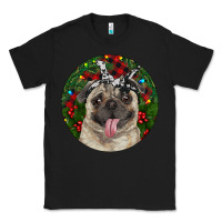 Black Christmas Pug With Buffalo Plaid Classic Tee - RanaPortraitStore