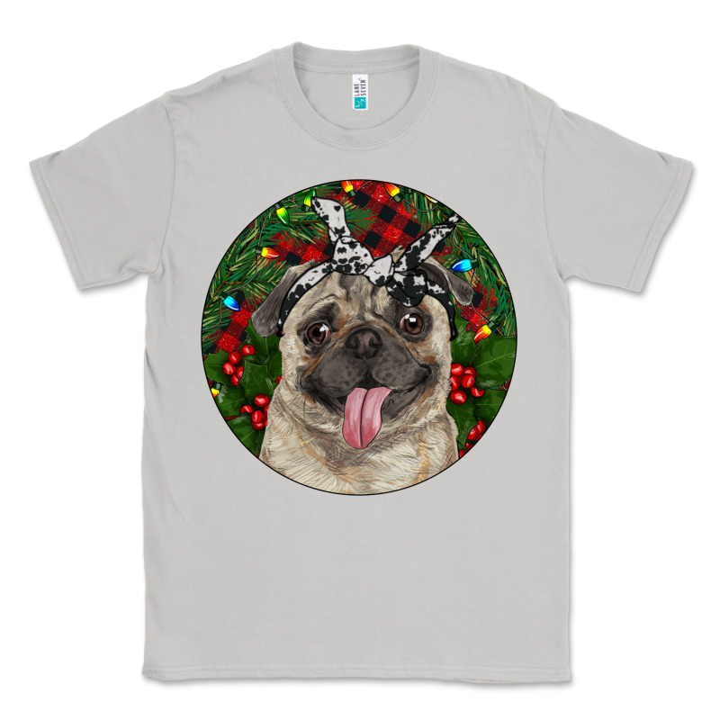 Christmas Pug With Buffalo Plaid Classic Tee by RanaPortraitStore | Teevron