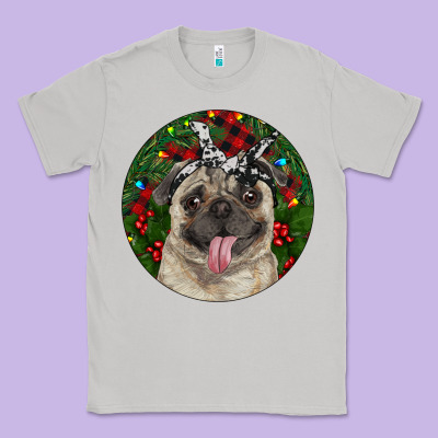 Christmas Pug With Buffalo Plaid Classic Tee Designed By Ranaportraitstore
