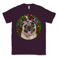 Plum Christmas Pug With Buffalo Plaid Classic Tee - RanaPortraitStore