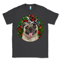 Smoke Christmas Pug With Buffalo Plaid Classic Tee - RanaPortraitStore