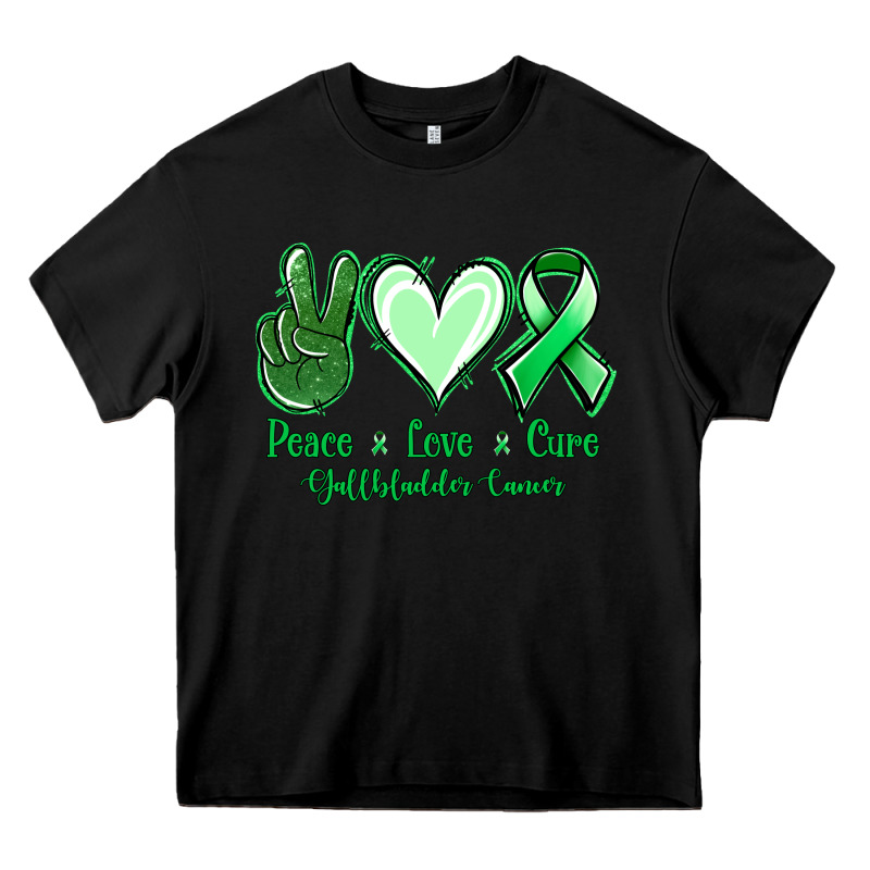 Peace Love Cure Gallbladder Cancer Heavy Core Tee by NancyCooperArtShop | Teevron