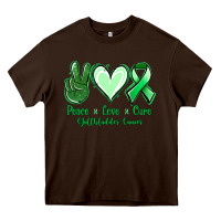 Chocolate Brown Peace love cure Gallbladder Cancer Heavy Core Tee - NancyCooperArtShop