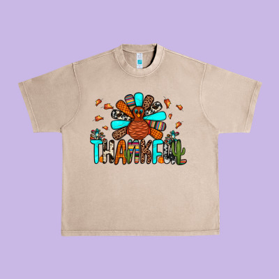 Thankful Turkey Urban Heavy Tee Designed By Jahusdesignshop