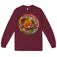Burgundy Boots flannels bonfires leggins football Long Sleeve Tee - NancyCooperArtShop