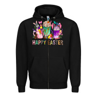 Black Happy Easter Coffee Cups With Bunny Zipper Hoodie - BundleAndBundleShop