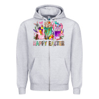 Heather Grey Happy Easter Coffee Cups With Bunny Zipper Hoodie - BundleAndBundleShop