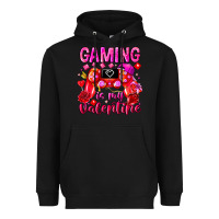 Black Gaming is My Valentine Heavyweight Hoodie - CowhideDigitalArt