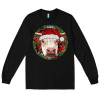 Black Hereford Cow Christmas Long Sleeve Tee - RanaPortraitStore