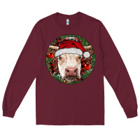 Burgundy Hereford Cow Christmas Long Sleeve Tee - RanaPortraitStore