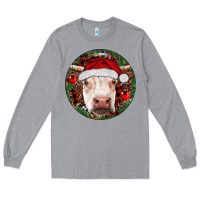 Heather Grey Hereford Cow Christmas Long Sleeve Tee - RanaPortraitStore