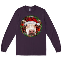Plum Hereford Cow Christmas Long Sleeve Tee - RanaPortraitStore