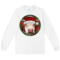 White Hereford Cow Christmas Long Sleeve Tee - RanaPortraitStore