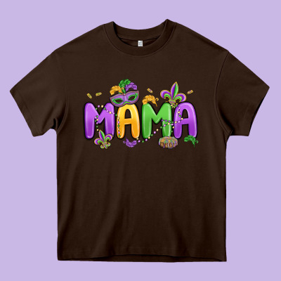 Mardi Gras Mama Heavy Core Tee Designed By Maliassmallbusiness