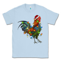 Dusty Blue Christmas Lights Rooster Classic Tee - RanaPortraitStore