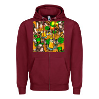 Burgundy St. Patrick's Day Pig With Beer And Shamrock Zipper Hoodie - FaDigitalArtStudio