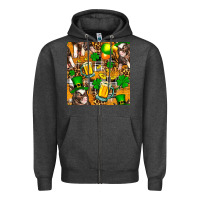 Charcoal Heather St. Patrick's Day Pig With Beer And Shamrock Zipper Hoodie - FaDigitalArtStudio