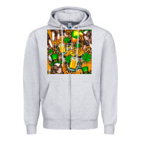 Heather Grey St. Patrick's Day Pig With Beer And Shamrock Zipper Hoodie - FaDigitalArtStudio