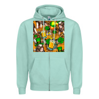 Seafoam St. Patrick's Day Pig With Beer And Shamrock Zipper Hoodie - FaDigitalArtStudio