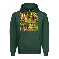 Sports Green St. Patrick's Day Pig With Beer And Shamrock Zipper Hoodie - FaDigitalArtStudio