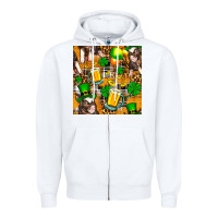 White St. Patrick's Day Pig With Beer And Shamrock Zipper Hoodie - FaDigitalArtStudio