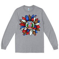 Heather Grey dominican sunflower Long Sleeve Tee - texasbilliewilder